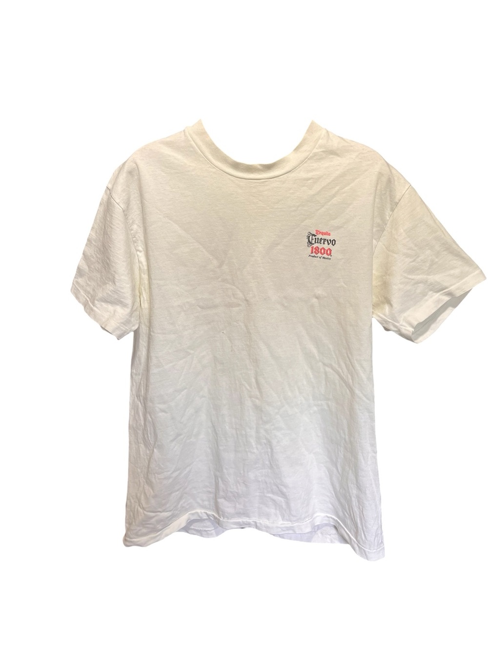 Hanes Vintage 90s Cuervo Tequila White Heavyweight Crewneck T-Shirt Large - Picture 2 of 9